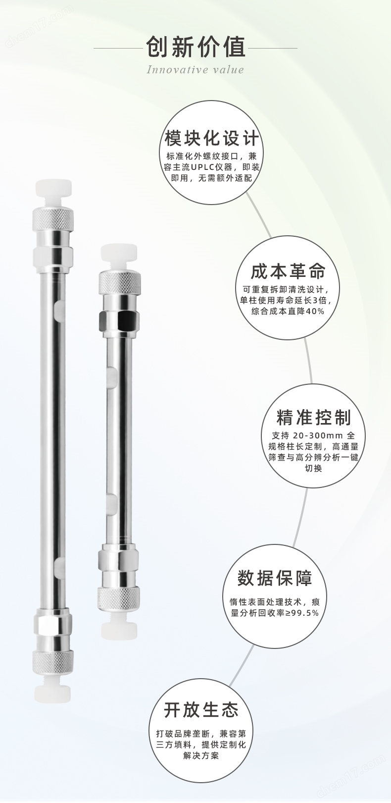 国产替代 2.1UPLC色谱空柱管 光洁度0.08μm