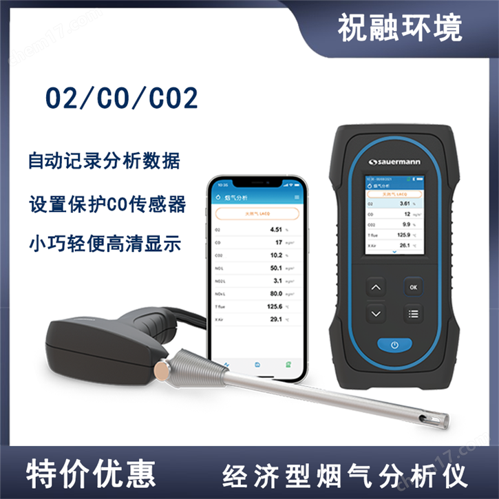 智能烟气分析仪 配备O2/CO两组传感器